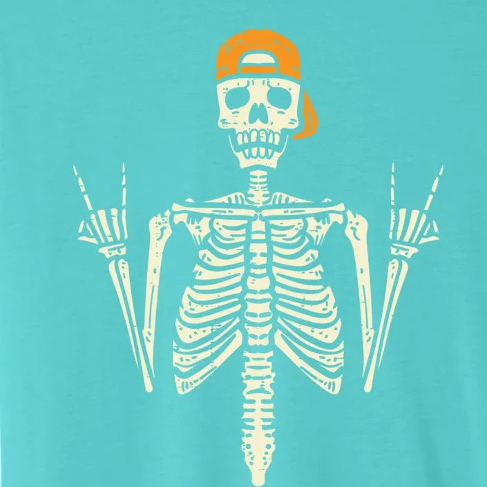 Rocker Skater Skeleton Cap Cool Halloween Punk Gift ChromaSoft Performance T-Shirt