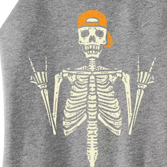 Rocker Skater Skeleton Cap Cool Halloween Punk Gift Women’s Perfect Tri Rocker Tank