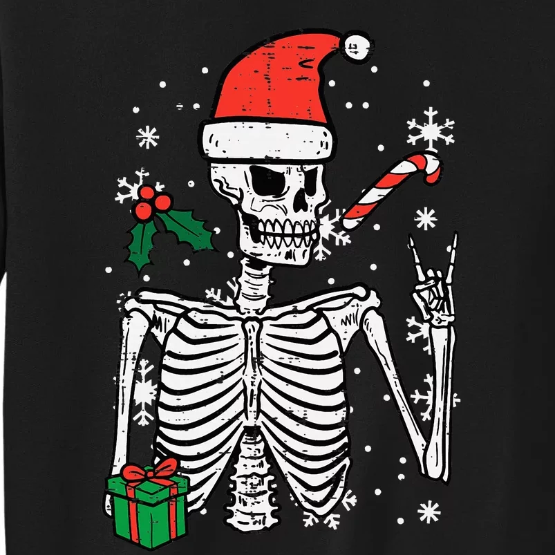 Rockin' Santa Skeleton Hand Christmas Ornament Sweatshirt