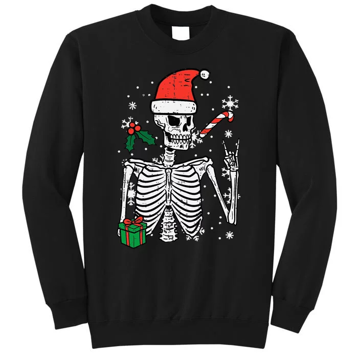 Rockin' Santa Skeleton Hand Christmas Ornament Sweatshirt