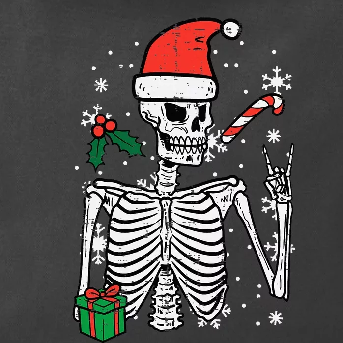 Rockin' Santa Skeleton Hand Christmas Ornament Zip Tote Bag