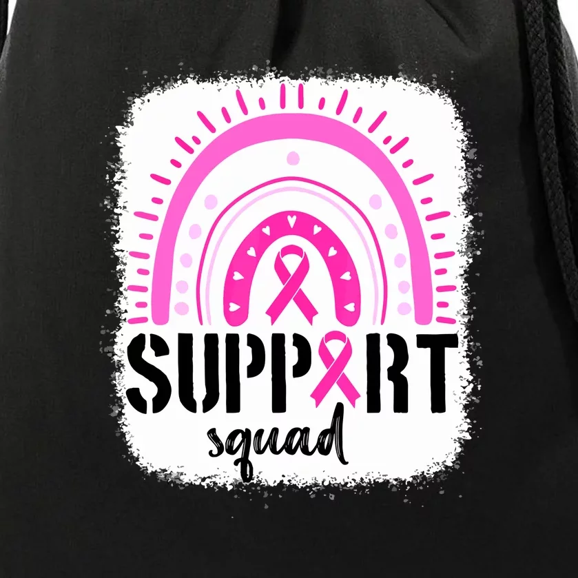 Rainbow Support Squad Breast Cancer Awareness Survivor Pink Ribbon Gift Drawstring Bag