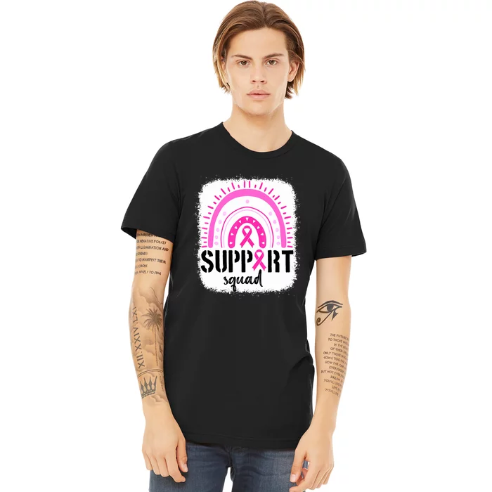 Rainbow Support Squad Breast Cancer Awareness Survivor Pink Ribbon Gift Premium T-Shirt