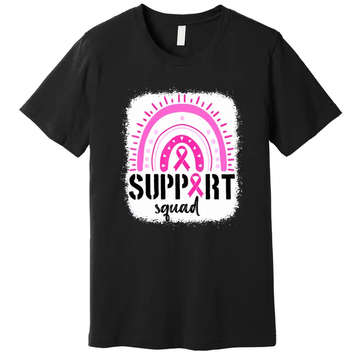 Rainbow Support Squad Breast Cancer Awareness Survivor Pink Ribbon Gift Premium T-Shirt