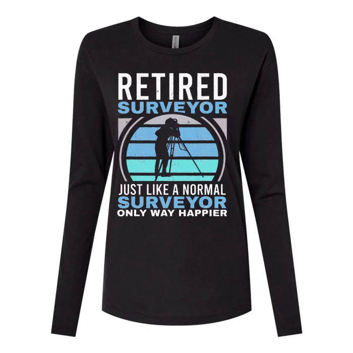 Retired Surveyor Surveying Grandpa Tripod Land Surveyor Womens Cotton Relaxed Long Sleeve T-Shirt