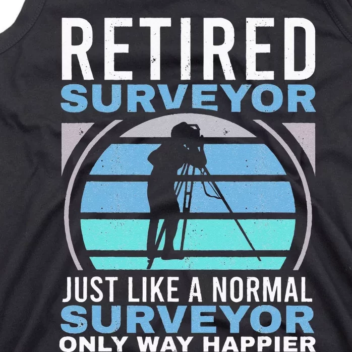 Retired Surveyor Surveying Grandpa Tripod Land Surveyor Tank Top