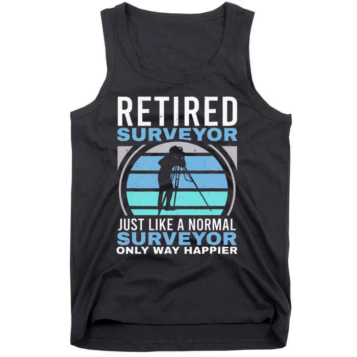 Retired Surveyor Surveying Grandpa Tripod Land Surveyor Tank Top