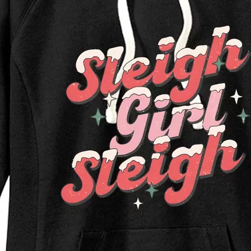 Retro Sleigh Sleigh Xmas Holiday Christmas Funny Gift Women's Fleece Hoodie