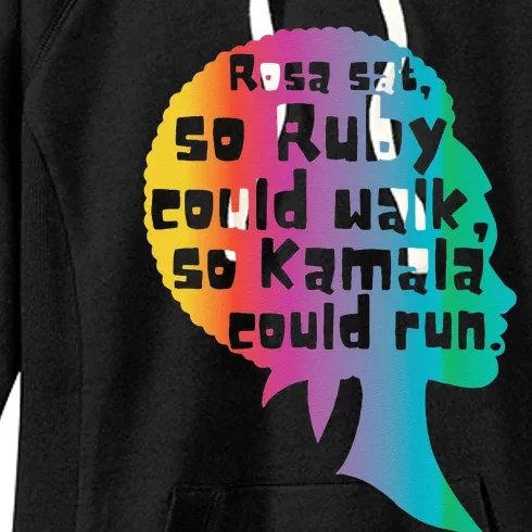 Rosa Sat So Ruby Could Walk So Kamala Could Run Black Women's Fleece Hoodie