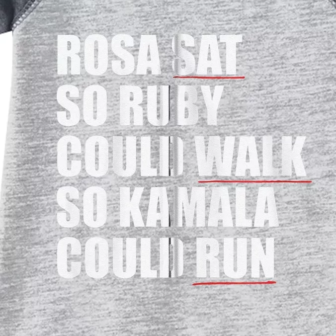 Rosa Sat So Ruby Could Walk So Kamala Could Run Harris Meme Infant Baby Jersey Bodysuit