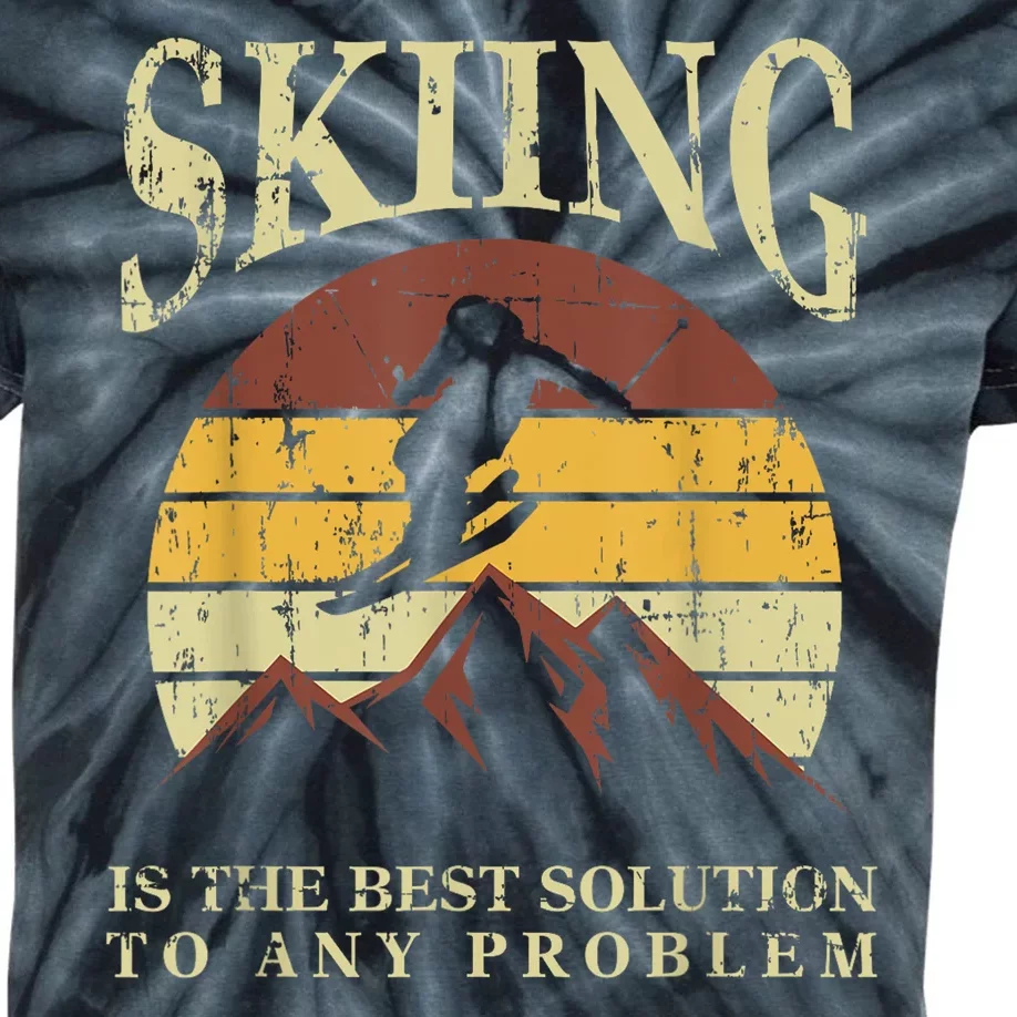 Retro Skiing Ski Enthusiast Gag Outfit Skiier Winter Sports Gift Kids Tie-Dye T-Shirt