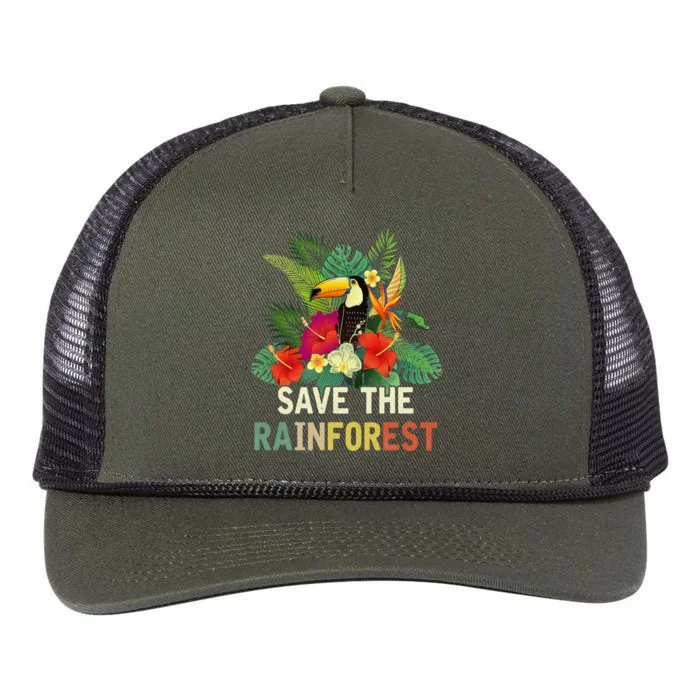 Retro Style Save The Rainforest Earth Day Gift Retro Rope Trucker Hat Cap