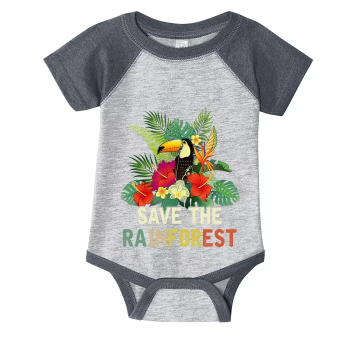 Retro Style Save The Rainforest Earth Day Gift Infant Baby Jersey Bodysuit