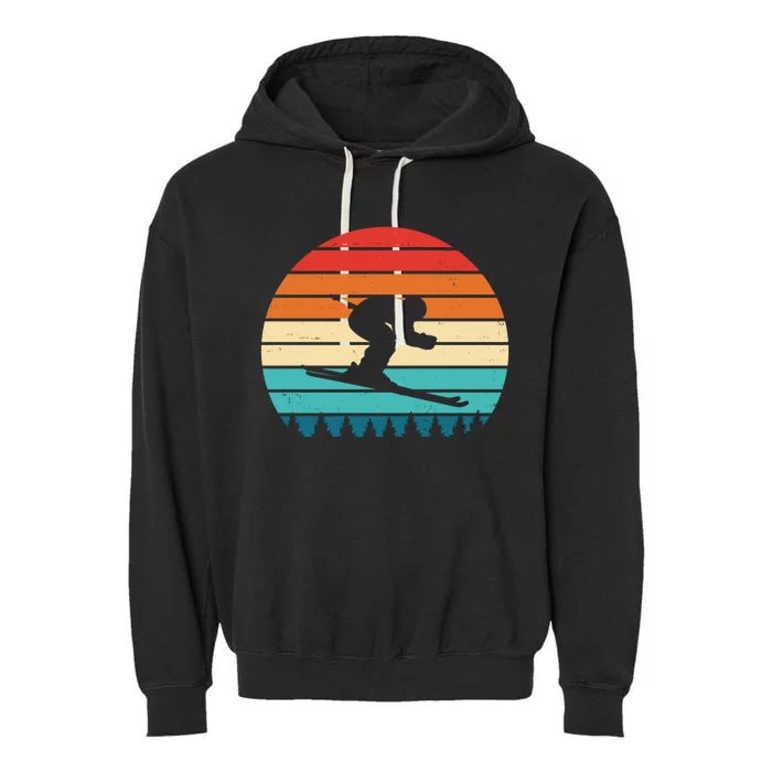 Retro Ski Sunset Vintage Sport Garment-Dyed Fleece Hoodie