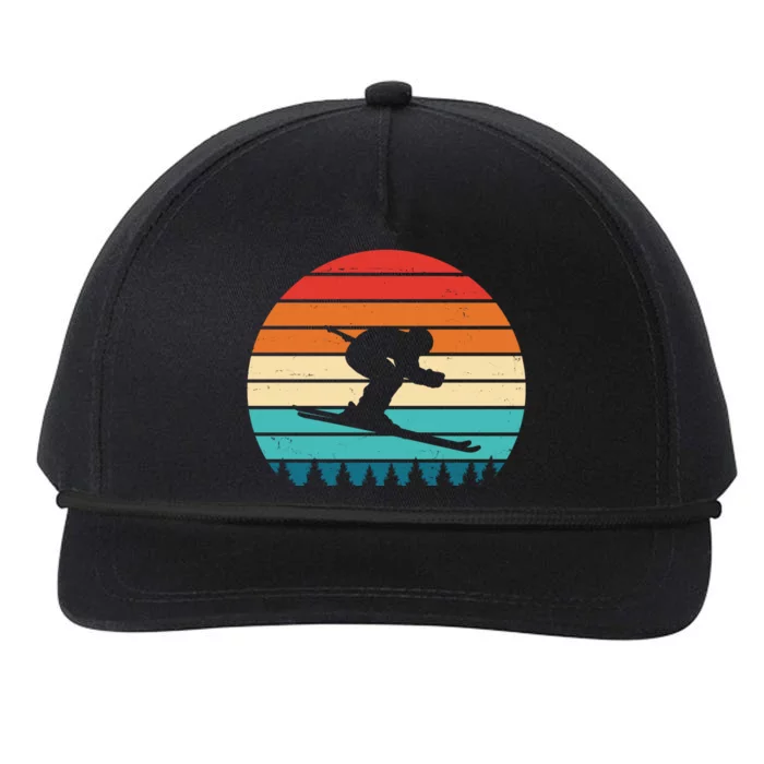 Retro Ski Sunset Vintage Sport Snapback Five-Panel Rope Hat