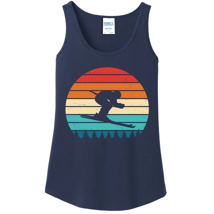 Retro Ski Sunset Vintage Sport Ladies Essential Tank