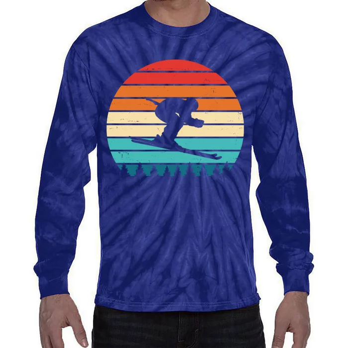 Retro Ski Sunset Vintage Sport Tie-Dye Long Sleeve Shirt