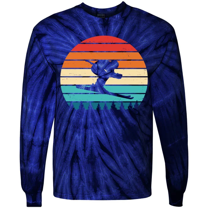 Retro Ski Sunset Vintage Sport Tie-Dye Long Sleeve Shirt