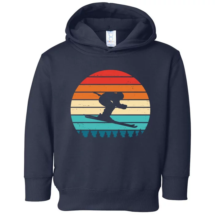 Retro Ski Sunset Vintage Sport Toddler Hoodie