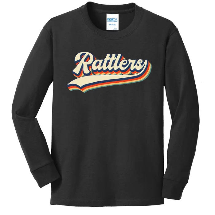 Rattlers School Sports Name Vintage Retro Gift Kids Long Sleeve Shirt