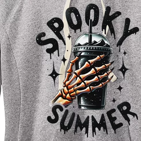 Retro Spooky Summer Skeleton With Iced Coffee Women's Fleece Hoodie