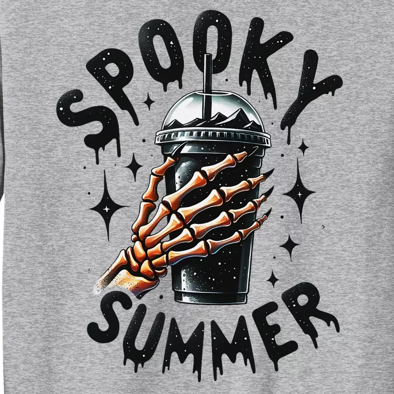 Retro Spooky Summer Skeleton With Iced Coffee Tall Sweatshirt