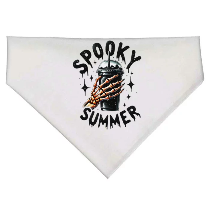 Retro Spooky Summer Skeleton With Iced Coffee USA-Made Doggie Bandana