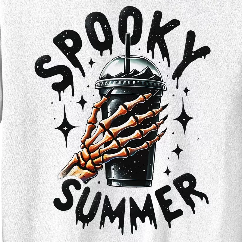 Retro Spooky Summer Skeleton With Iced Coffee Sweatshirt