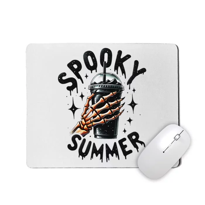 Retro Spooky Summer Skeleton With Iced Coffee Mousepad