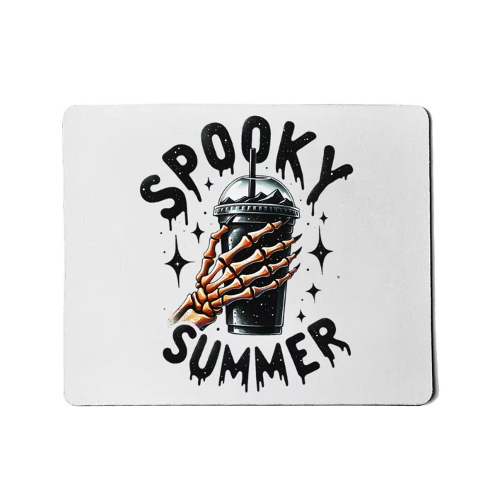 Retro Spooky Summer Skeleton With Iced Coffee Mousepad