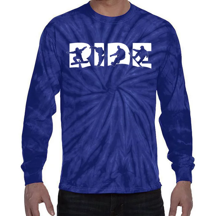 RIDE Snowboard Snowboarding Gift, Snowboarding Tie-Dye Long Sleeve Shirt