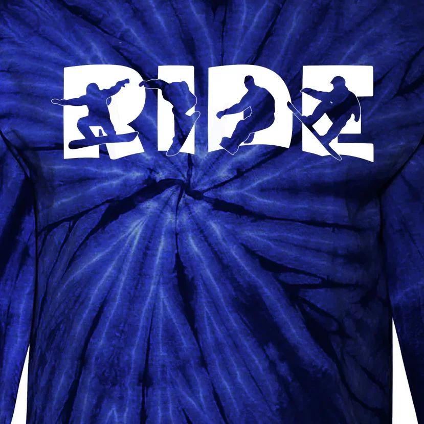 RIDE Snowboard Snowboarding Gift, Snowboarding Tie-Dye Long Sleeve Shirt