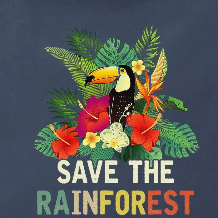 Retro Style Save The Rainforest Earth Day Gift Zip Tote Bag