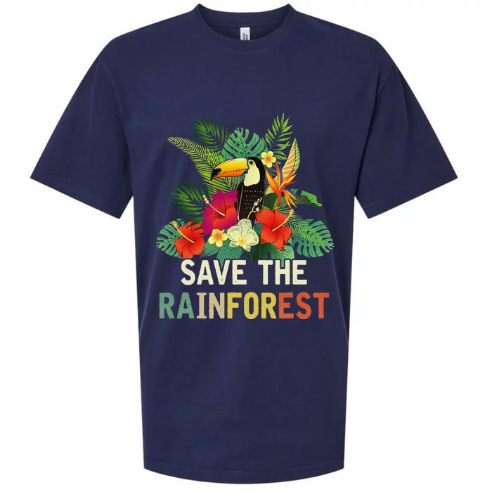 Retro Style Save The Rainforest Earth Day Gift Sueded Cloud Jersey T-Shirt