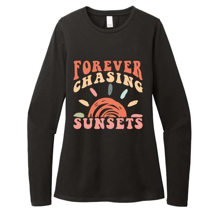 Retro Sunsets Summer Vacation Beach Womens CVC Long Sleeve Shirt