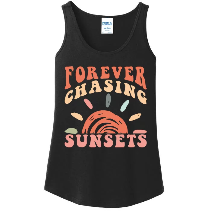 Retro Sunsets Summer Vacation Beach Ladies Essential Tank