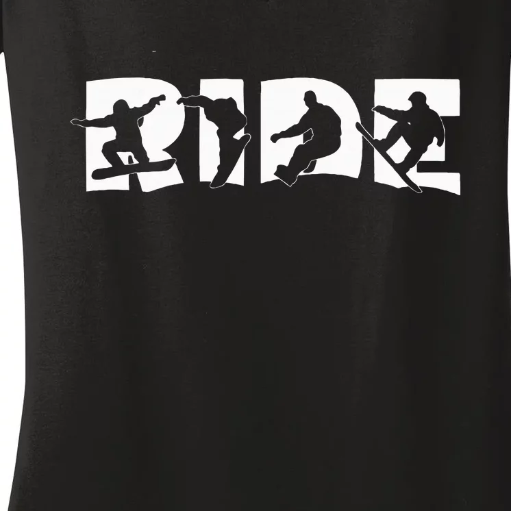 Ride Snowboard Snowboarding Gift Snowboarding Women's V-Neck T-Shirt