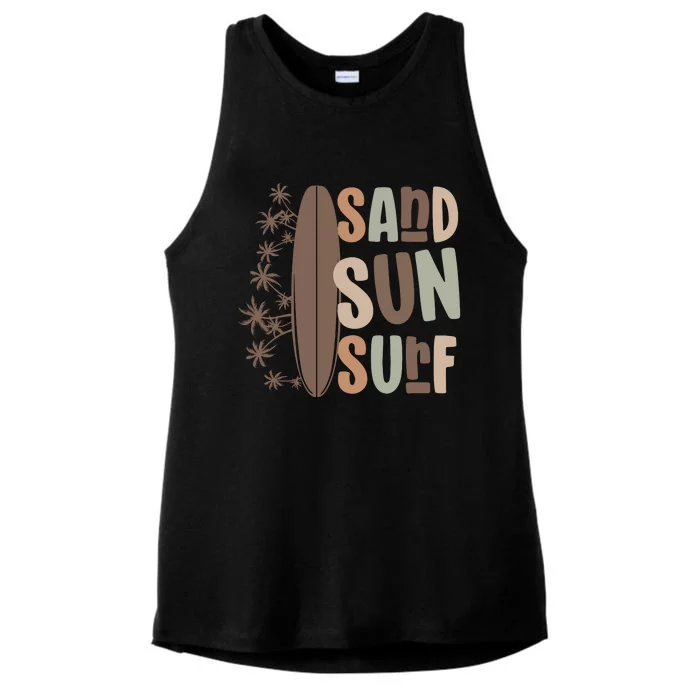 Retro Sand Sun Surf Boho Summer Ladies Tri-Blend Wicking Tank