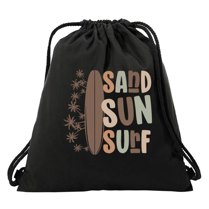 Retro Sand Sun Surf Boho Summer Drawstring Bag