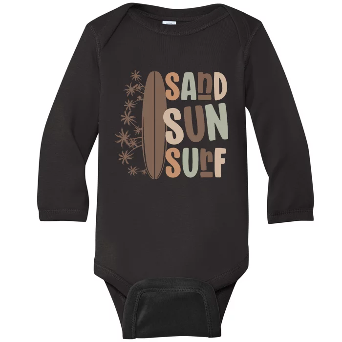 Retro Sand Sun Surf Boho Summer Baby Long Sleeve Bodysuit