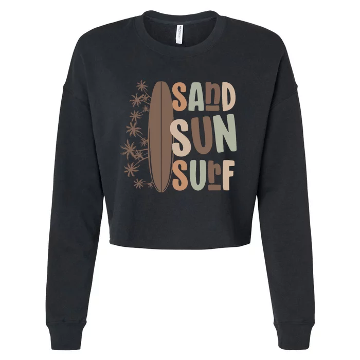 Retro Sand Sun Surf Boho Summer Cropped Pullover Crew