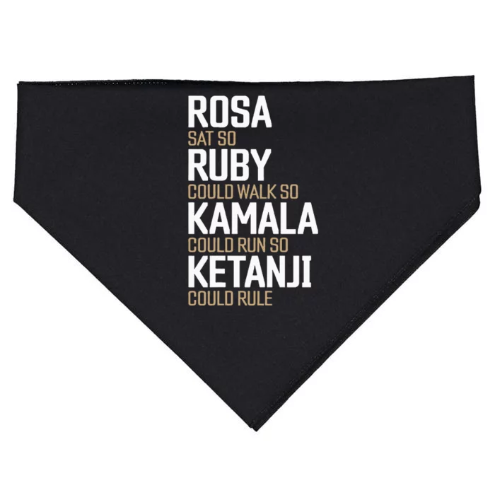 Rosa Sat So Ruby Walk So Kamala Run So Ketanji Rule Kbj USA-Made Doggie Bandana