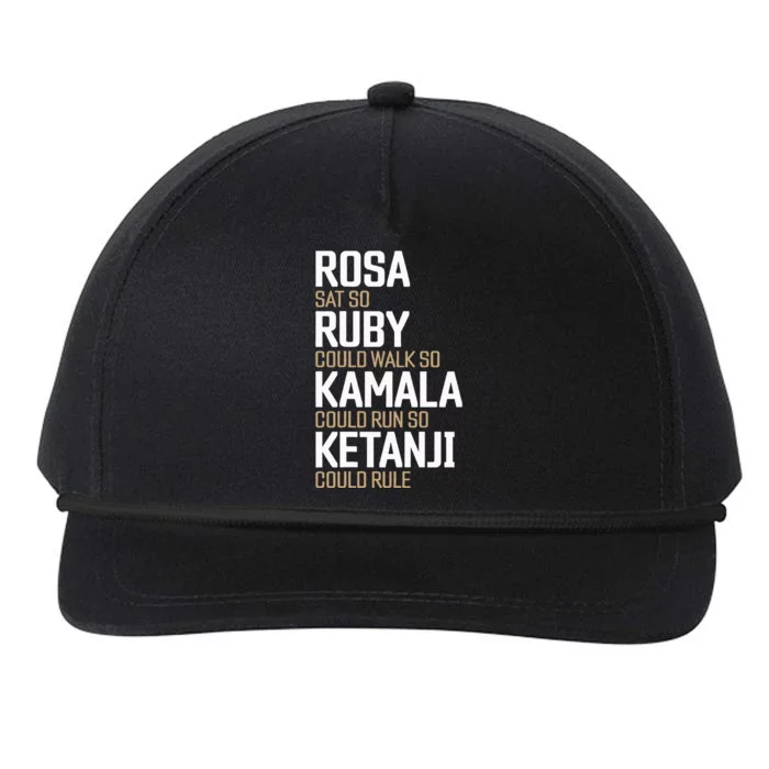 Rosa Sat So Ruby Walk So Kamala Run So Ketanji Rule Kbj Snapback Five-Panel Rope Hat