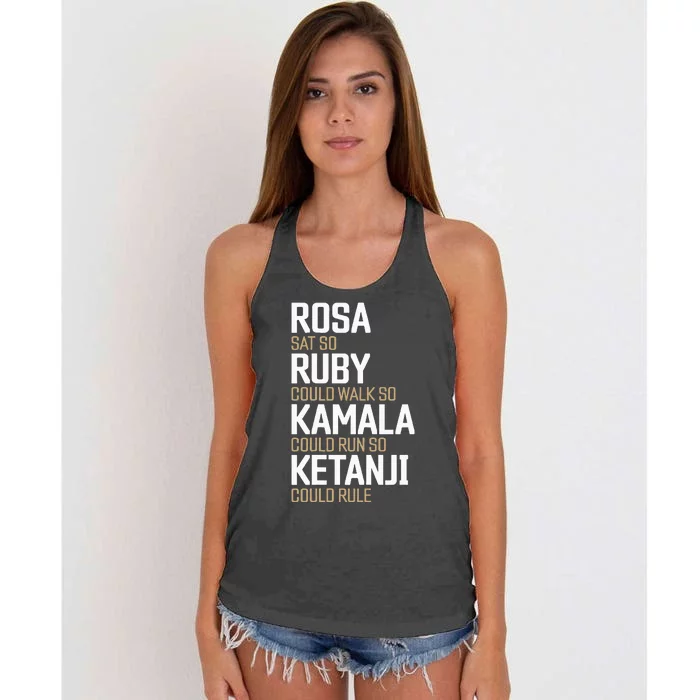 Rosa Sat So Ruby Walk So Kamala Run So Ketanji Rule Kbj Women's Knotted Racerback Tank