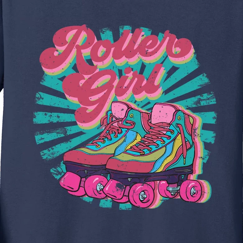 Roller Skate Skating 70s Retro Gift Kids Long Sleeve Shirt