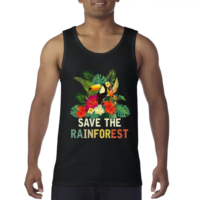 Retro Style Save The Rainforest Earth Day Tank Top