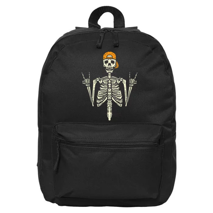 Rocker Skater Skeleton Cap Cool Halloween Punk 16 in Basic Backpack