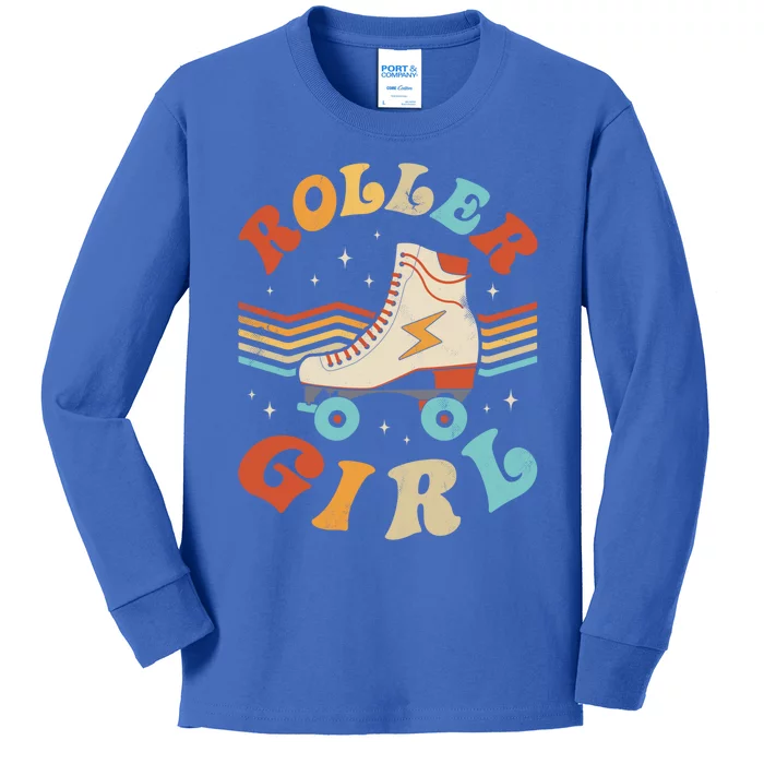 Roller Skater Skating Retro Vintage 70s 80s Skates Great Gift Kids Long Sleeve Shirt