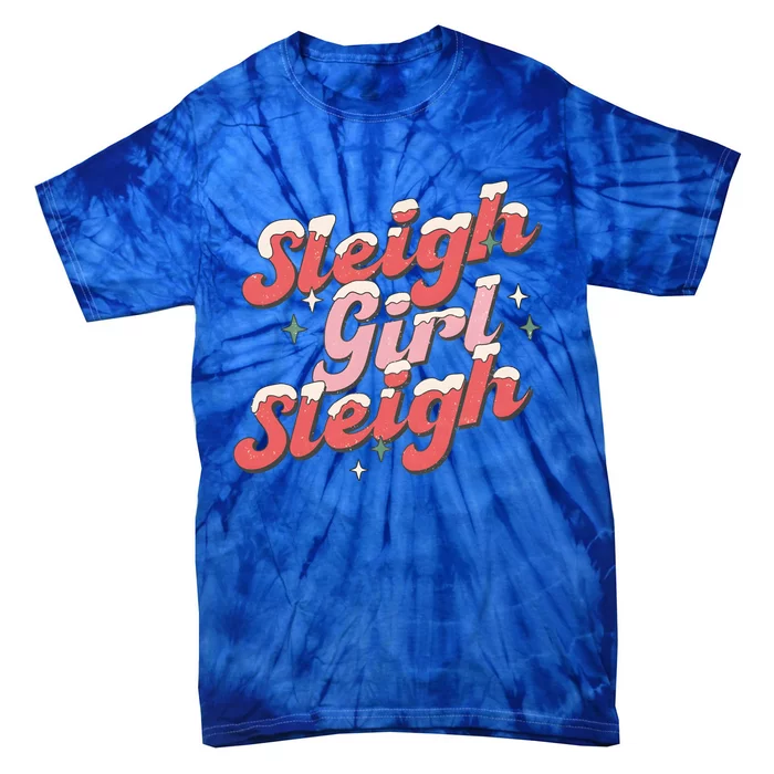 Retro Sleigh Sleigh Xmas Holiday Christmas Gift Tie-Dye T-Shirt