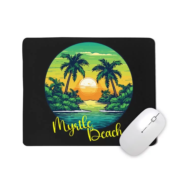 Retro Sunset South Carolina Myrtle Beach Palm Trees Mousepad